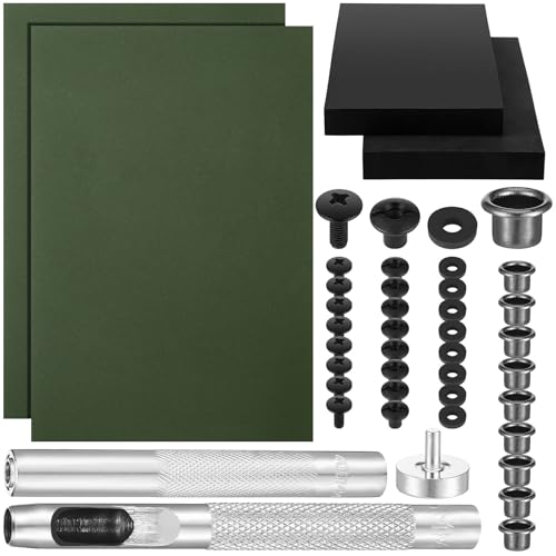 RoundFunny 87 Pcs DIY Holster Kit Include Thermoform Molding Foams Sheet Eyelet Hand Setter Cross Recessed Screw Head Open Slotted Fastener Rubber Washer for Making Knife Sheath - color: Green, style: Classic