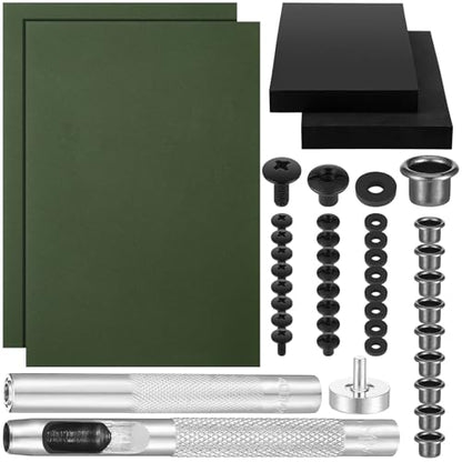 RoundFunny 87 Pcs DIY Holster Kit Include Thermoform Molding Foams Sheet Eyelet Hand Setter Cross Recessed Screw Head Open Slotted Fastener Rubber Washer for Making Knife Sheath - color: Green, style: Classic