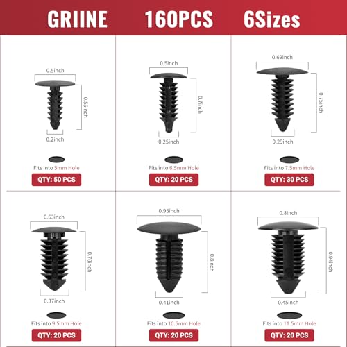 160 Pcs Christmas Tree Style Retainer Clips & Nylon Bumper Shield Fastener Rivets 6mm 7mm 8mm 9mm 10mm 11mm Xmas Tree Retainers Universal Car Vehicle Truck Body Door Panel Push Pins - size: 160pcs