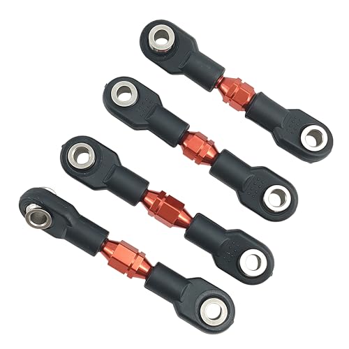 Adjustable Aluminum Pull Rod Set for 1/10 4-Tec Ford Mustang RWD (Red) | On-Road Drift,8348 10542,Turnbuckles,Steering Linkage,CNC Machined,High Strength,Precision Fit,Wear Resistant,RC Upgrade - color: Red