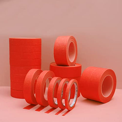 6 Rolls Fine Line Tape 1/16, 1/8, 1/5, 2/5, 1/2, 3/4 Inch x 55 Yard Fineline Masking Tape Painter Adhesive Automotive for DIY Car Auto Paint (Red, Mixed Sizes) - color: Red, size: Mixed Sizes