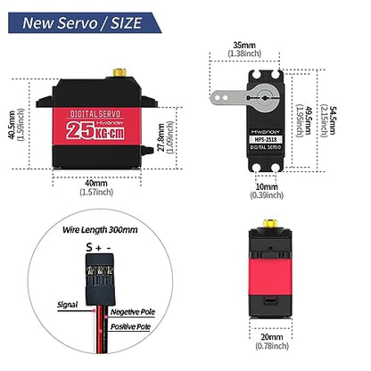 25KG Digital Servo Motor High Torque PWM Servo, Full Metal Gear Steering Servo for Robotic Arms and DIY Robot Making, Digital Servo with 25T Servo Horn, Control Angle 180° - style: 25KG-180°