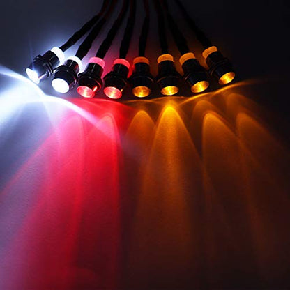 8Leds LED Light Headlights Lighting Taillight Kit Accessories Lights Compatible with traxxas HSP RC4WD Tamiya Redcat Axial SCX10 RC Car Crawler Truck Tank,5mm(2 White + 2 Red+ 4 Orange)