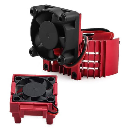 Aluminum Heatsink Plastic RC Motor ESC Cooling Fan Set 6-8.4V High RPM for TRAXXAS VXL-3S Slash/Rally/Bandit/Stampede 2WD 4WD RC Car (Red) - color: Red