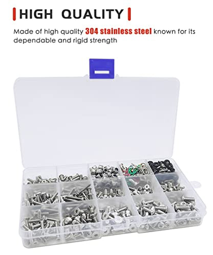 710PCS RC Screw Kit, 304 Stainless Steel Hex Bolts for Traxxas Axial Redcat | For HPI Arrma SCX10 Losi 1/8 1/10 1/12 1/16 Scale RC Cars,High Tensile,Rust Resistance,Compartment Storage Case