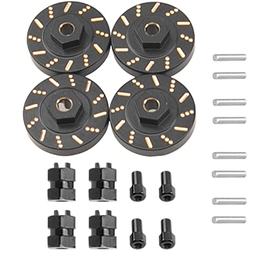 ShareGoo Aluminum Extended 7mm Hex Wheel Hubs & Brass Wheel Hex Adapter Balance Weight Compatible with Axial SCX24 1/24 RC Crawler Car (Black) - color: Black