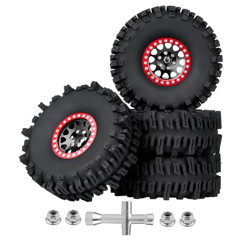 120mm 4.72'' Tall 1.9 Mud Slingers Tires Good Grip and 1.9 Beadlock Wheels Aluminum 1.9 Beadlocks for FCX10 TRX4 Axial SCX10 II UTB18 Capra Redcat Gen8 Gen7 VS4-10 1/10 RC Crawler (Color F) - color: Color F