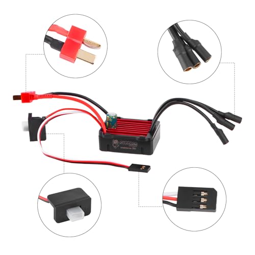 Surpass Hobby 2435 4800KV Motor 25A ESC Combo for 1/16 1/18 RC Truck | Complete power upgrade combo for 1/16 1/18 RC Truck LaTrax Teton Desert Prerunner Rally SST Wltoys A959 - color: Red