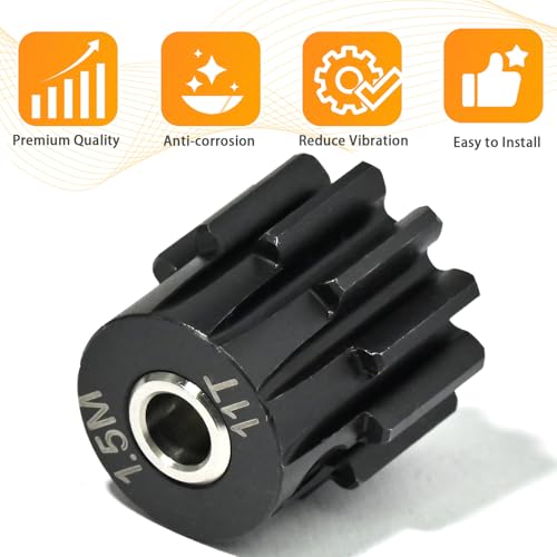 M1.5 11T Pinion Gear 8mm Bore with 8mm to 5mm Shaft Adapter Sleeve, Chromium Steel Motor Gear with Set Screw & Hex Key for Traxxas ARRMA Losi 1/5 1/8 RC Cars - size: 11T