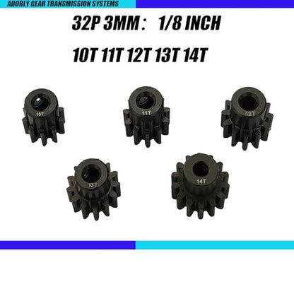 32P 3mm Motor Pinion Gear Set 10T 11T 12T 13T 14T for 1/10 Axial Capra 1.9 Scx10ii iii Yeti Rbx10 Ryft Wraith Bomber Rr10 Smt10 Spawn Axp8 Gilamon Upgrades Parts