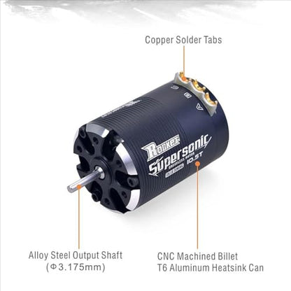 1-3S Supersonic 540 10.5T/3500KV Sensored Brushless Motor Fixed Timing Shaft ø3.175mm for 1/10 RC Drift Racing Car Touring Car - size: 10.5T Modified