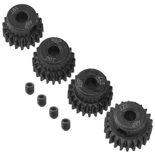 Steel 48 Pitch Pinion Gear Set 3.175mm Shaft 19T 20T 21T 22T Motor Gears Compatible with Tamiya Kyosho RedCat Losi Axial Traxxas 1/10 RC Car