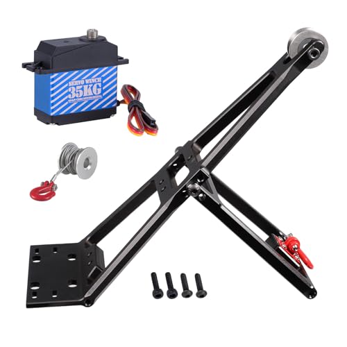 1/10 RC Crawler Tow Truck Build Kit Upgrades, Double Stent Rescue Tow Truck Crane Arm Wrecker Kit with Servo for 1/10 RC Crawler and Trailer SCX10 TRX4 Capra LCG Chassis DIY Build Parts