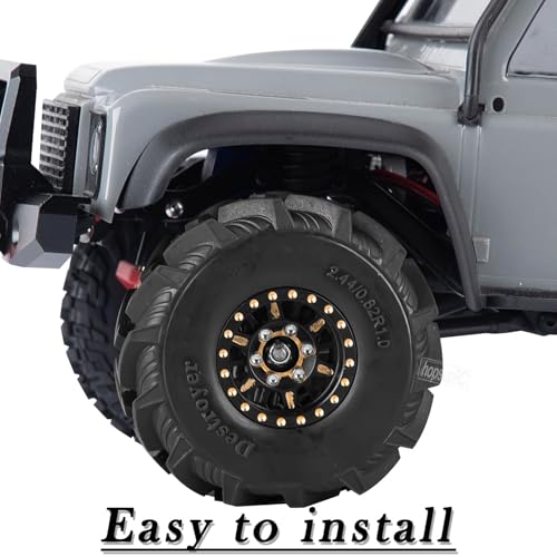 RC Full Brass 1.0in Beadlock RC Wheel RC Tires for 1/18 1/24 Trx4m Axial SCX24 RC Crawler, 1.0“RC Metal Wheel Hub Rim RC Truck Tires 4pcs