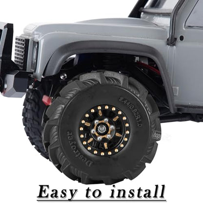 RC Full Brass 1.0in Beadlock RC Wheel RC Tires for 1/18 1/24 Trx4m Axial SCX24 RC Crawler, 1.0“RC Metal Wheel Hub Rim RC Truck Tires 4pcs