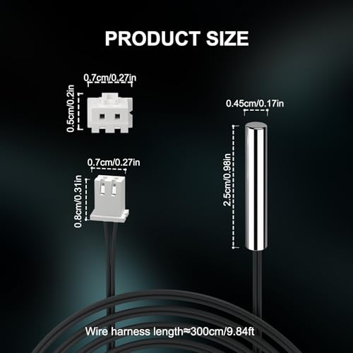 DROK 10K Temperature Sensor Probe 3pcs, 3 Meter Waterproof Temp Sensor Probe, Stainless Steel 3950 NTC Temp Sensor Probe, Digital Temperature Transmitter Extension Cable - size: 3-Meter/9.8ft