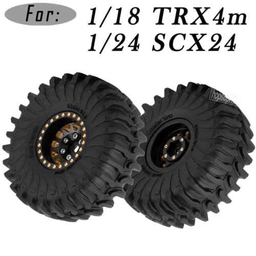 RC Full Brass 1.0 RC Wheel RC Tires for 1/18 1/24 Trx4m Axia l SCX24 RC Crawler,1.0" Beadlock RC Truck Tires and Wheel Highway Tires Wheel Rim,4PCS Style B - style: Style B
