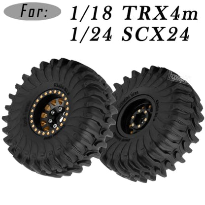 RC Full Brass 1.0 RC Wheel RC Tires for 1/18 1/24 Trx4m Axia l SCX24 RC Crawler,1.0" Beadlock RC Truck Tires and Wheel Highway Tires Wheel Rim,4PCS Style B - style: Style B
