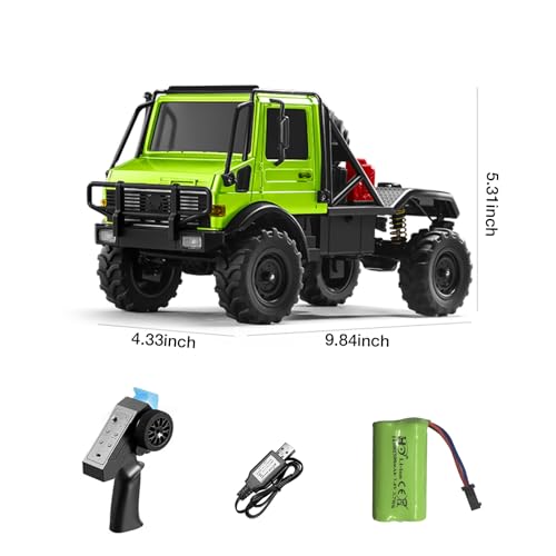 1/18 RC Semi-Truck for Adults, MN-333 Unimog Off-Road RC Rock Crawler, 4WD RC Truck RTR Transport Car Alloy Model for Hobby Toy Gifts (Green) - color: Green