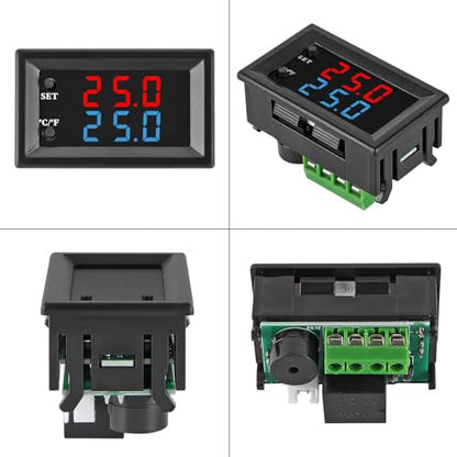 1PCS Digital Thermostat Controller -58F to 230F Programmable Heating Cooling Switch 12V DC with Waterproof NTC Sensor Dual Color LED Display for HVAC Aquarium