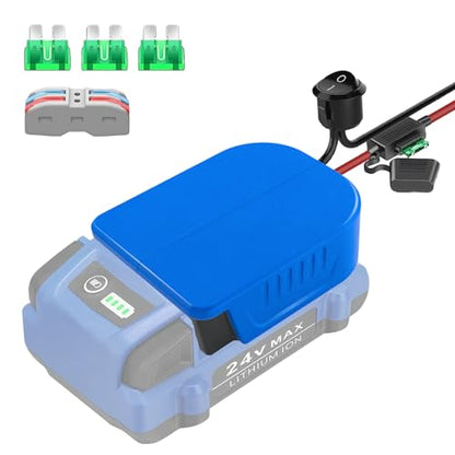 Power Wheel Adapter for Kobalt 24V Battery DIY Adapter, with Fuse & Wire Terminal,14 Gauge Wire, 30Amp Fuse and Switch Button, for DIY RC Trucks, RC Toys, Robotics, Work Lights - size: 1-Pack