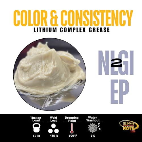 Lithium Complex Grease | Lubricant | Superkote 2000 Multipurpose | NLGI 2 | EP | High Temp | Automotive | Construction | Industry | Gear | Wheel Bearing | Axle | Bike | White | 114 gr Squeeze Tube