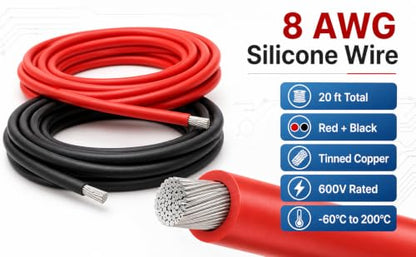 TUOFENG 8 AWG Silicone Wire - Flexible High Temp, Red/Black 10ft - size: 8 AWG 2 colors wire 5ft