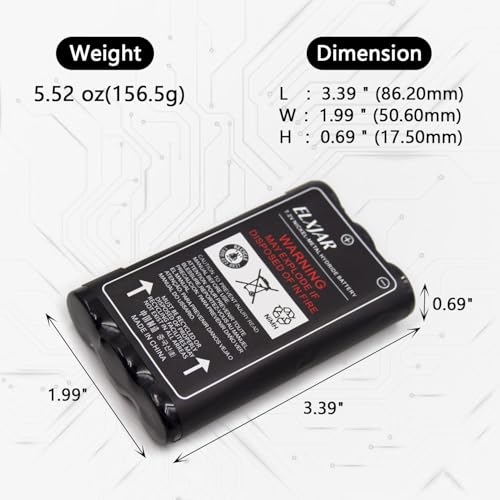 (2-Pack) 7.2V 1200mAh Ni-MH Battery for HNN9018A, HNN9018AR | Fits HNN9018BR and compatible Motorola SP21, SP50, P10 and HT10 two-way radios.