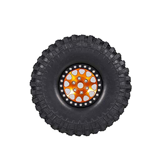 GoolRC 4PCS 1.9 Inch RC Crawler Rubber Tires with Metal Rim for 1/10 RC Rock Crawler Traxxas TRX-4 TRX-6 Axial Scx10 90046 RC4WD RC Car Parts (Golden) - color: Golden