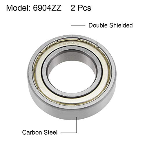 uxcell 6904ZZ Deep Groove Ball Bearings Z2 20mm X 37mm X 9mm Double Shielded Carbon Steel 2pcs - size: 20mmx37mmx9mm