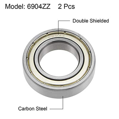 uxcell 6904ZZ Deep Groove Ball Bearings Z2 20mm X 37mm X 9mm Double Shielded Carbon Steel 2pcs - size: 20mmx37mmx9mm