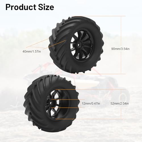 12mm Hex RC Truck Tires, daitoku RC Tires and Wheels for TRAXXAS 1/16 E-Revo Rlaarlo HSP 94186 16208 16209 16210 WLtoys 144001 MJX16208 HBX2105A 3101A