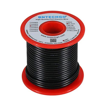 BNTECHGO 20 AWG 1007 Electric Wire 20 Gauge PVC 1007 Wire Solid Wire Hook Up Wire 300V Solid Tinned Copper Wire Black 100 ft Per Reel for DIY - color: Black, size: 20 Gauge 100ft