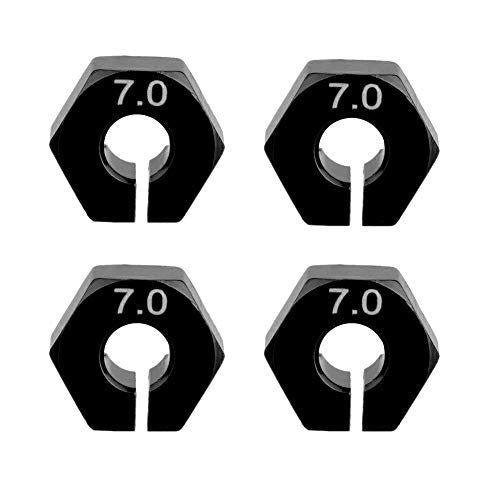 4PCS ShareGoo 12mm 7.0 Wheel Hex Drive Hub Adapter with Pins Screws Compatible with HSP HPI Redcat Tamiya Traxxas RC4WD D90 1/10 RC Car,Black