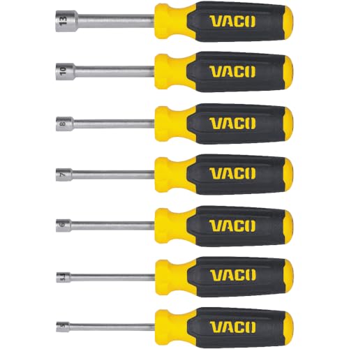 VAC7071 7-Piece Metric Hex Nut-Driver Set, Hollow Shaft, Magnetic, Laser Etched Sizes 5-13 mm - style: Metric