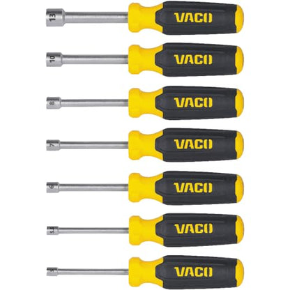 VAC7071 7-Piece Metric Hex Nut-Driver Set, Hollow Shaft, Magnetic, Laser Etched Sizes 5-13 mm - style: Metric
