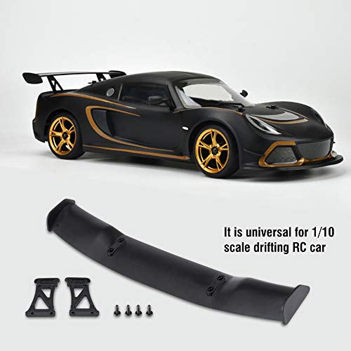 RC Drift Tail Wing, Universal Lightweight Rear Aero Stabilizer for Drift Racing 1 10 Scale RC Car Plastic Black 19cm with 2 Base Mounts and 4 Screws 1 Piece