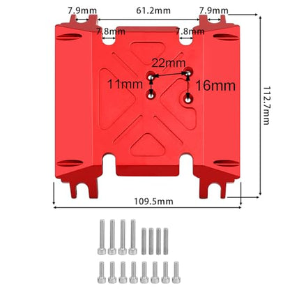 CNC Aluminum Center Gearbox Mount Transmission Skid Plate for Axial Wraith 90018 1/10 RC Crawler Upgrade Part (red) - color: Red