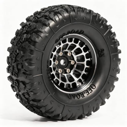 1.3” Aluminum Beadlock Wheels, -4.53mm Offset CNC 7 mm Hex Rims for 1/18 1/24 RC Crawler TRX4M, Axial SCX24 AX24, Redcat Ascent-18, FMS FCX24, 4 pcs, Black - color: Black