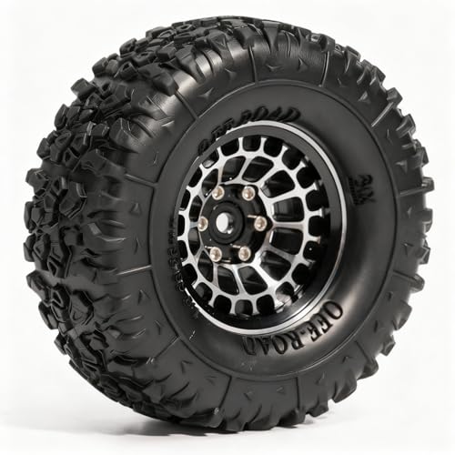 1.3” Aluminum Beadlock Wheels, -4.53mm Offset CNC 7 mm Hex Rims for 1/18 1/24 RC Crawler TRX4M, Axial SCX24 AX24, Redcat Ascent-18, FMS FCX24, 4 pcs, Black - color: Black
