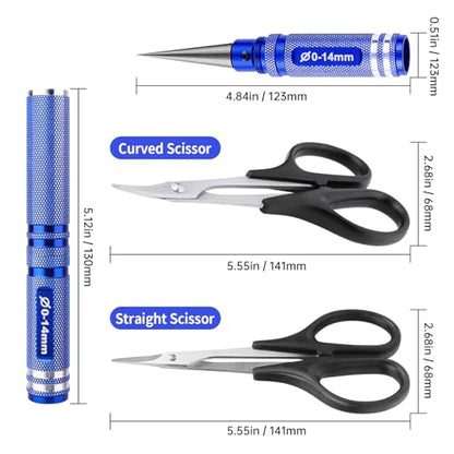 RC Body Reamer 0-14mm Hole Puncher, Curved Scissors and Straight Scissor RC Car Quadcopter Airplane Helicopter Boat Models Body Shell Trimming Tool Lexan Plastic(Blue) - color: Blue