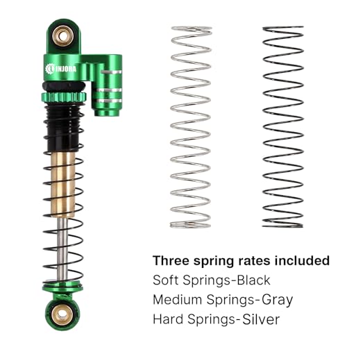 INJORA 43mm Aluminum Threaded Double Barrel Shocks for Axial SCX24（Green） - color: Green
