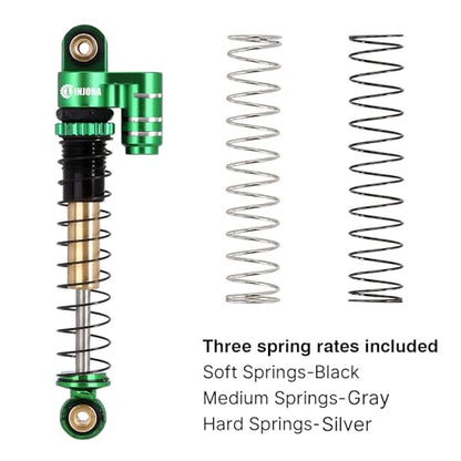 INJORA 43mm Aluminum Threaded Double Barrel Shocks for Axial SCX24（Green） - color: Green