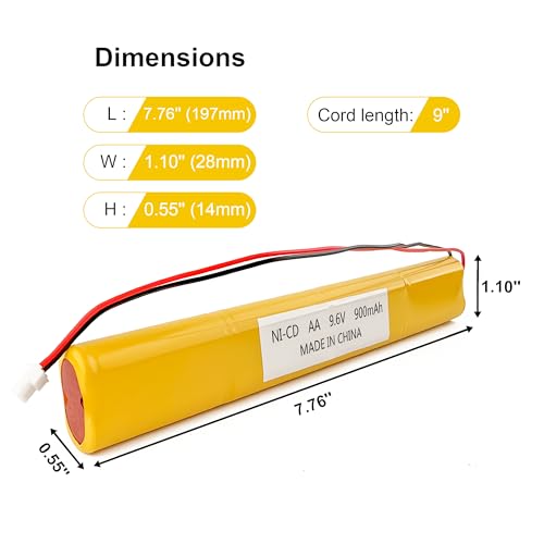 Fulpower 2 Pack 9.6V 900mAh Ni-Cd Exit Sign Emergency Light Battery | Compatible with ELB-B003 ELB-B004 ELBB004 OSI OSA228 DANTONA CUSTOM-306-U BBAT0044A BAA-96 BBAT0043A exit sign batteries