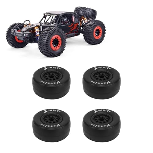 HERCHR 4Pcs RC Rubber Tires, Plastic Wheels Rim 12mm Hex Hub 102mm RC Tires, Strong Shock Absorption & Excellent Grip, Compatible with 1/10 Off Road Crawler Car Trucks Tyres Upgrade Parts