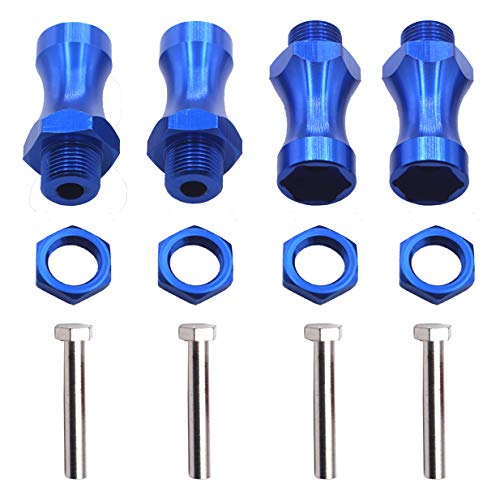 4Pack ShareGoo Aluminum 12mm to 17mm Wheel Extension Hex Drive Hub Adapter Widener 30mm Offset Compatible with Tamiya Axial RC4WD Traxxas 1/10 Off-Road RC Car Buggy Monster Truck Tires,Blue