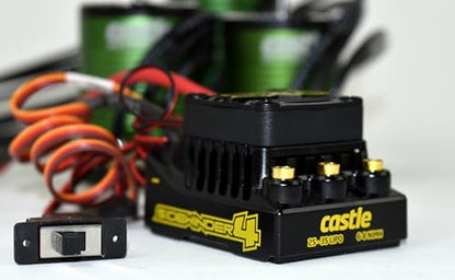 Castle Creations Sidewinder 4 Sensorless ESC & 1415 2400KV Brushless Motor Upgrade for 1/10 RC Vehicles MT Edition, Black, Green
