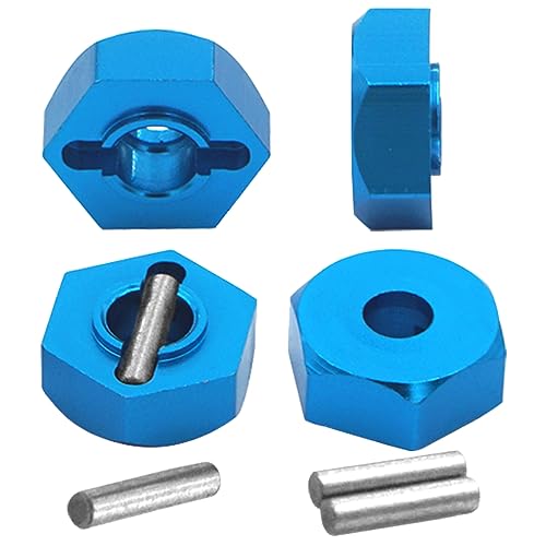 4PCS Vgoohobby Aluminum 12mm Wheel Hex Hubs Mount Adapter with 2x10 mm Pins Compatible with 1/10 RC Car Truck Truggy Buggy,Blue