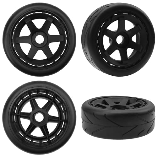 ShareGoo RC 1/8 Buggy Tires OD 4.09" Street Tires w/Plastic Wheel Rims 17mm Hex Compatible with Arrma 1/8 Typhon Talion Redcat Losi HPI HSP Kyosho 1/8 RC On Road Racing Car (6-Spoke) - color: 6-spoke