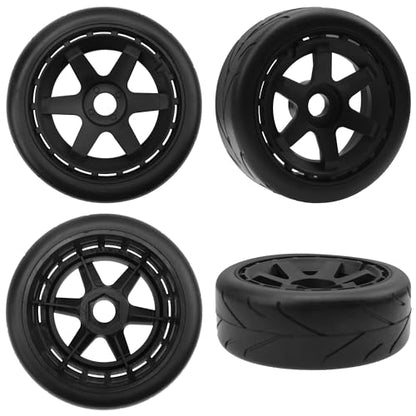 ShareGoo RC 1/8 Buggy Tires OD 4.09" Street Tires w/Plastic Wheel Rims 17mm Hex Compatible with Arrma 1/8 Typhon Talion Redcat Losi HPI HSP Kyosho 1/8 RC On Road Racing Car (6-Spoke) - color: 6-spoke